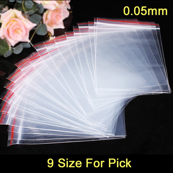 100pcs/lot Plastic Ziplock Bags Seal Bags Reclosable Zipper Bags 9 Size For Pick