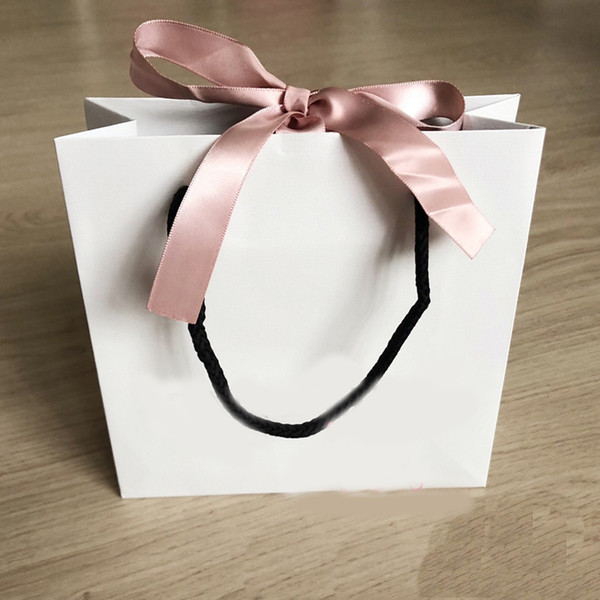 Fashion Pink Ribbon Paper Bag For Bracelet And Necklace Box Set Women Original Pandora Jewelry Bead Charm Outer Packaging.