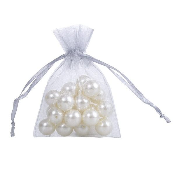 100 Pcs Gray Organza Jewelry Gift Pouch Bags 7x9cm (2.7X 3.5 inch) Drawstring Bag Organza Gift Candy Bags grey