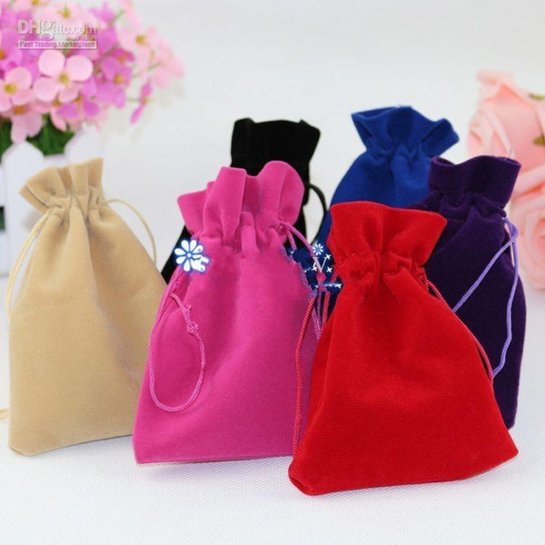 Black Jewelry Pouches Bags Velvet Drawstring Bags for Rings Necklace Wedding Gift DIY Packaging Jewelry bag 5 size to choose