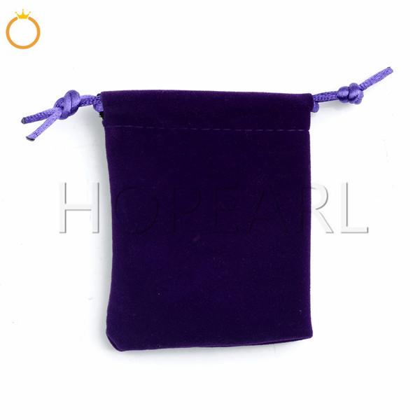 HOPEARL Jewelry Purple Gift Bag Packing Soft Plush Velvet Drawstring Pouch Different Size Wholesale 100 Pieces