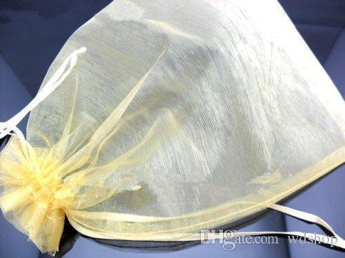 Wholesale LARGE BIG 23*17cm GOLD PLAIN ORGANZA Jewelry Gift Packing Bags Bulk Wedding Favours VOILE Pouches Jewelry Bags