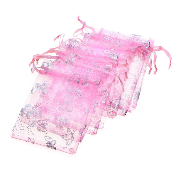 Lubingshine Wholesale 200pcs Organza Bag Butterfly Design Wedding Gift Pouches Jewelry Packaging Bags Mix Color 7x9cm