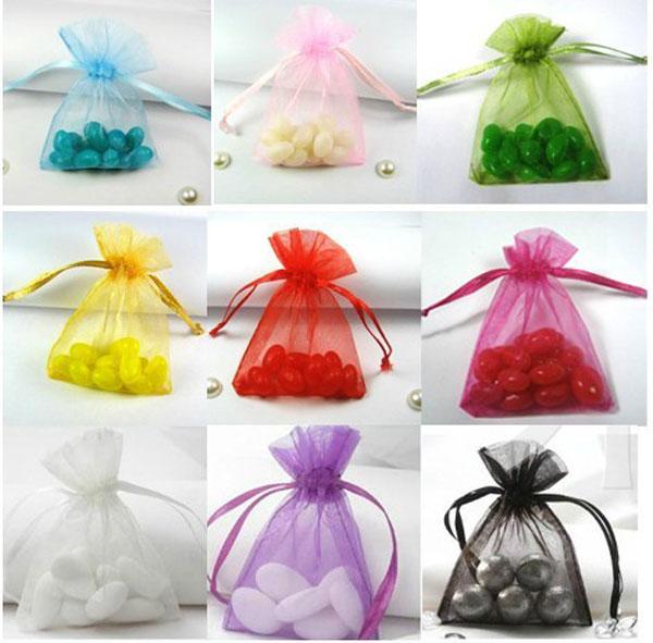 New Organza Jewelry Bags Wedding Party Xmas Gift Bags Purple Blue Pink Yellow Black 7*9cm 9*12cm Jewelry Bags Mixed colors