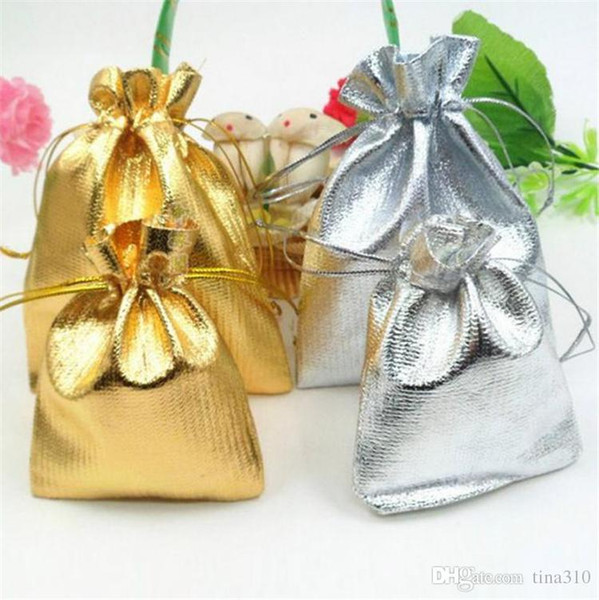 100pcs Gold Or Silver Jewelry Pouch Organza Wedding Favor Gift Bag Pouch Jewelry Package 5x7cm / 7x9cm / 9x12cm / 11x16cm / 13x18cm 4098