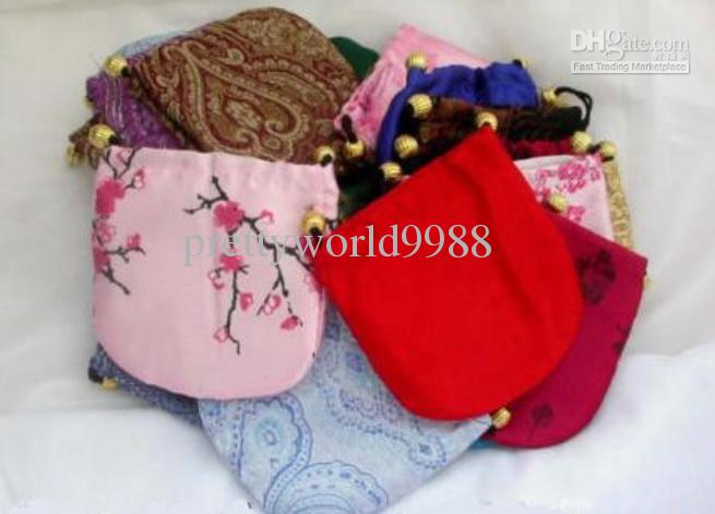 Wholesale 50 pcs/lot Silk satin brocade jewelry bags 12cm*12cm