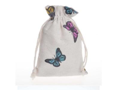 Butterfly Burlap Drawstring Bags, Linen Gift Bag Packing Storage Linen Jewelry Pouches Sacks for Christmas Wedding Party Shower Birthday