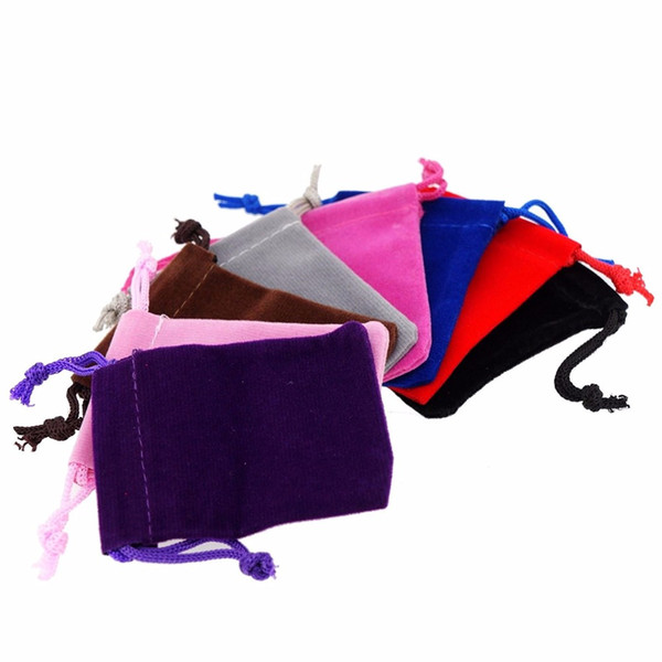 Velvet Pouches Drawstrings Soft mixed color Jewelry Gift Packing Bags 5x7cm,7x9cm,9x12cm 50pcs/set random mix color