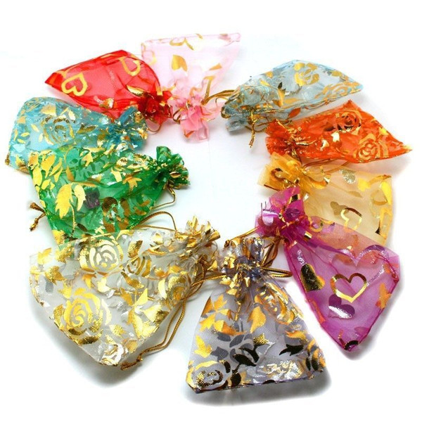 Organza Bags Jewelry Gift Pouch Bag with Mixed Color Size satin drawstring 9*7CM in stock fast shipment