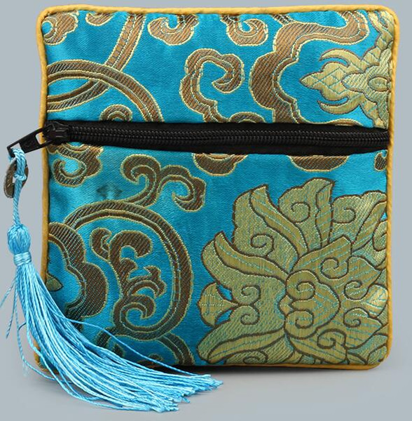 11.5x11.5CM jewelry bag,gift bag ,jewelry pouches,mixed color, silk bag propitious cloud pattern Chinese traditional style zipper bag