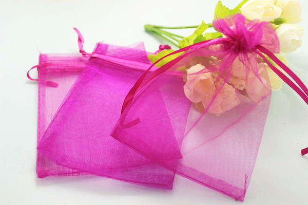 500pcs/lot hot pink Organza Bags 7x9 9x12 10x12 10x15cm Wedding Favour Gift bag Jewellery pouches