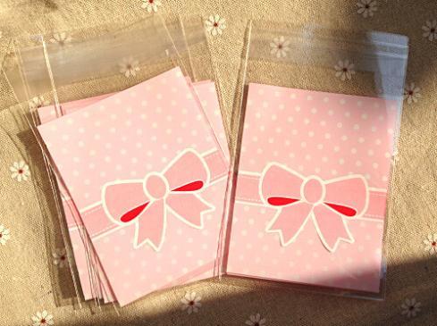 100Pcs Cake Gift Packages OPP Plastic Package Bag Lovely Pink and Blue Bow Design Candy food cookie Paper Pack