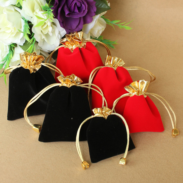 Black Red Ornament bag Jewelry Packaging Christmas Wedding Gift Bags ,Four sizes Velvet Beaded Drawstring Pouches Free shipping