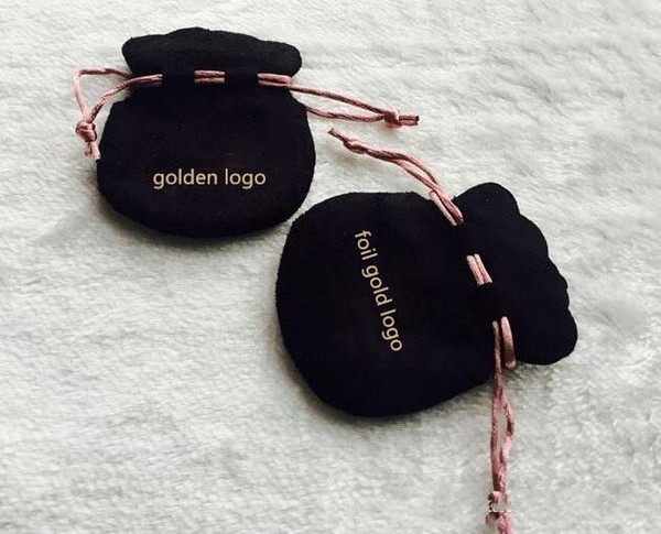 Drawstring jewelry pouches charm bags beads bag High quality new designed velvet pouch black velvet bag with brand logo 7x8.5CM black color