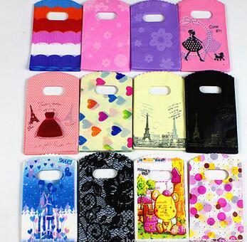 New 200pcs/lot 12 Colors 15X9cm Heart and Girls Patterns Plastic Jewelry Gift Bag Jewelry Pouches Bags Free Shipping