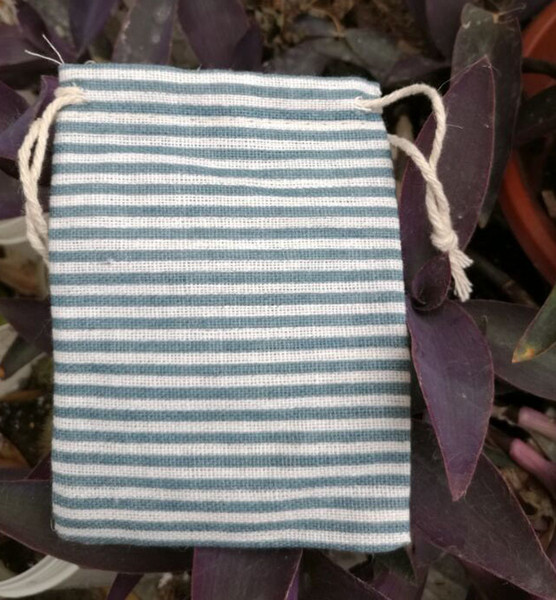 Stripe Cotton Linen Drawstring Pouch 7x9cm (2.5