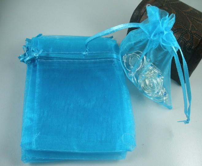 100pcs Sky Blue Organza Gift Bags Sold Per Pkg 7 x 8.5cm /9x12 cm /13x18cm 4 inches With Drawstring Wedding Party Christmas Favor Gift Bags