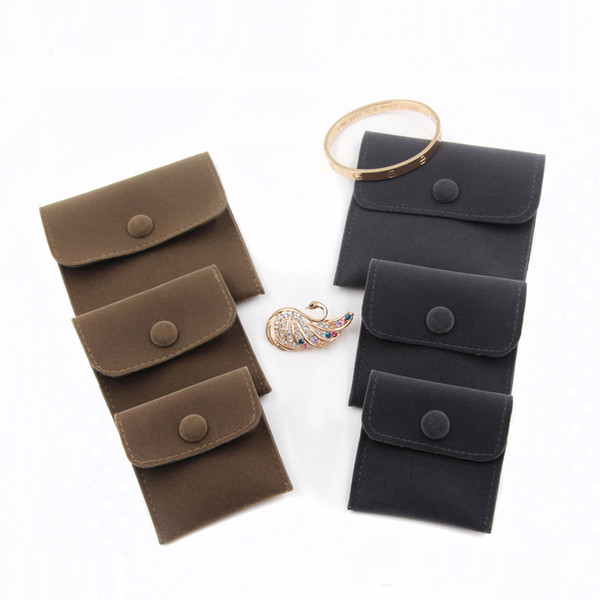 Velvet Jewelry Gift Packaging Bag Small Square Envelope Pouch with Snap Fastener Dust Proof Jewellery Storage Bags