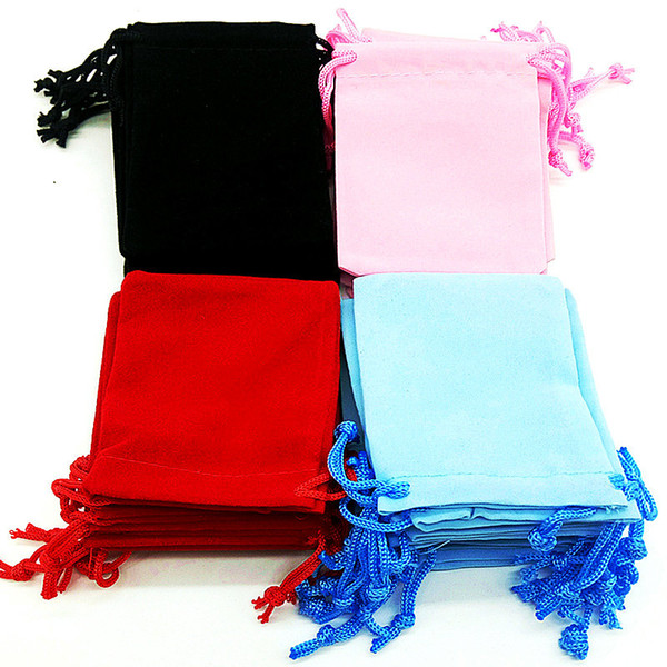 100pcs 7x9cm Mixed Color (4 Colors) Velvet Bunched Tile Strap Bag Gift Bag Pouch Free Shipping B-057