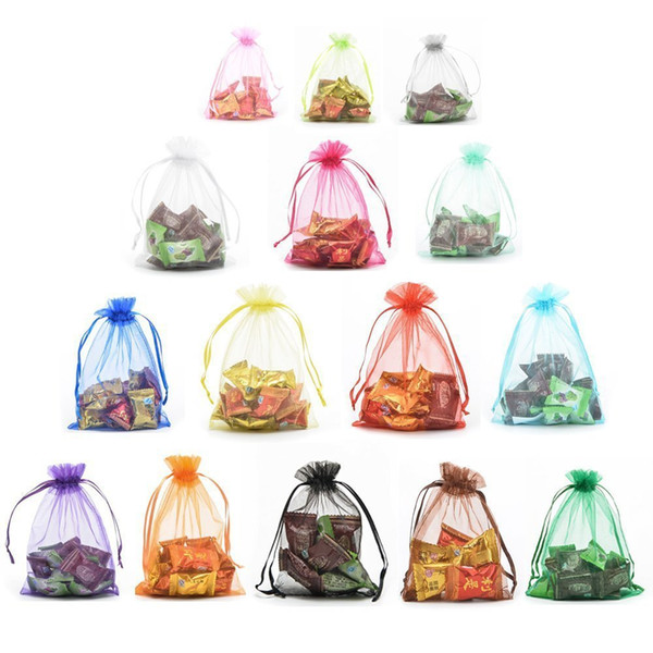 5x7cm 7x9cm 9x12cm 10x15cm Jewelry Gift Pouch Bags Muti Size Colorful Drawstring Bag Organza Gift Candy Bags DIY Gift Bags D0236