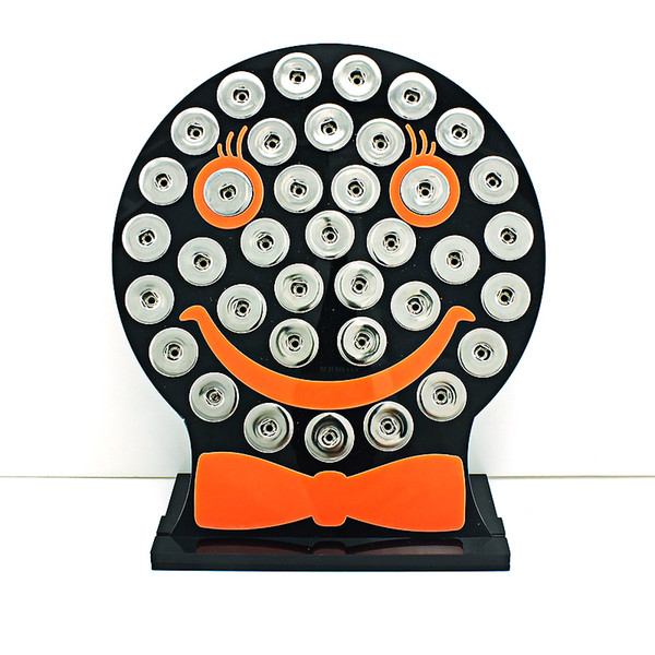 New Arrival 18mm Snap Button Display Stands Fashion Cute Smiling Face Black Acrylic Interchangeable Jewelry Display Board