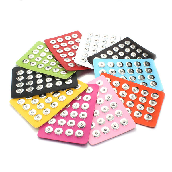 Noosa Chunks Snap Jewelry 18MM Snap Button Display 10 Colors Black Leather Snap Display for 24 PCS Jewelry Display Holder