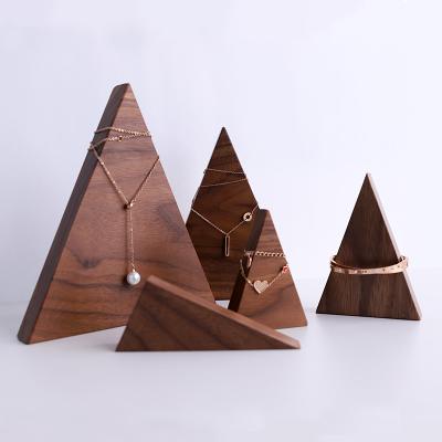 High quality wooden jewelry display black walnut wood nature hand custom-made display stand for earring & necklace