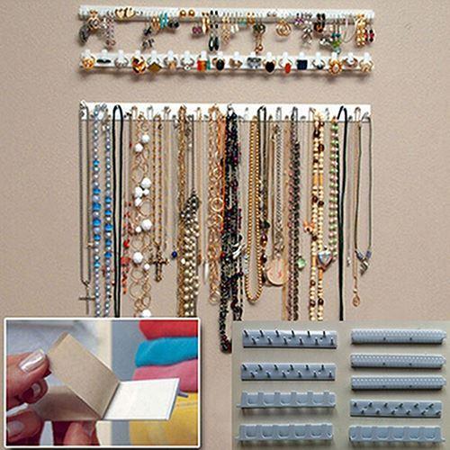 9 Pcs Adhesive Jewelry Hooks Wall Mount Storage Holder Organizer Display Stand