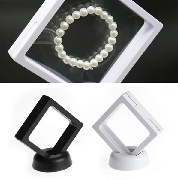 7*7cm Floating Suspended Display Case PET Membrane Acrylic Coins Gems Jewellery Stand Holder Box EEA412 120PCS