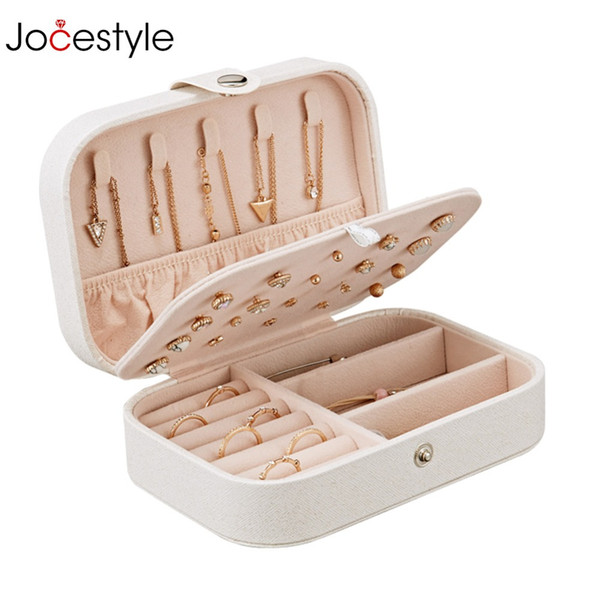 Korean Style Earrings Plate Jewelry Box Protable Leather Earrings Ring Multi-function Jewelry Storage Box Fresh And Simple Girl