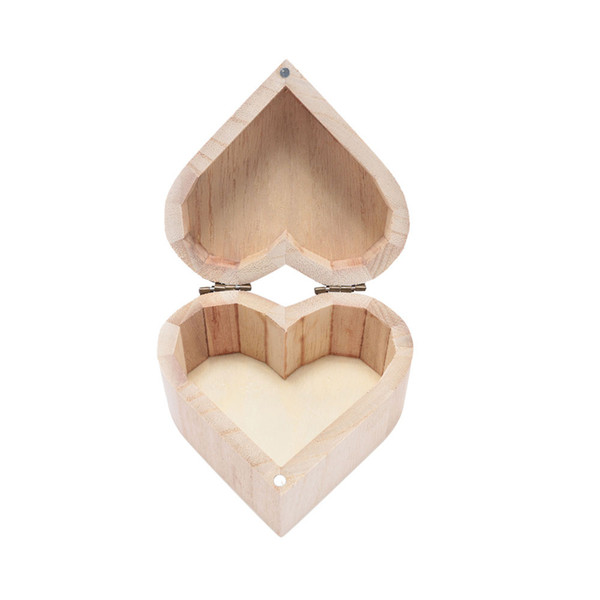 1pc Creative Cute Love Heart Shape Wooden Craft Gift Box Multifunctional Mud Base DIY Art Decor Jewelry Box organizador de joyas