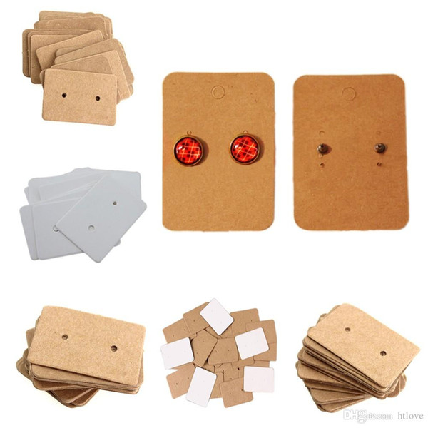 200 PCS Brown Kraft Paper Earring Card Ear Studs Display Tag Label Jewelry Display Card Kraft Rectangle Earring Tag Cards