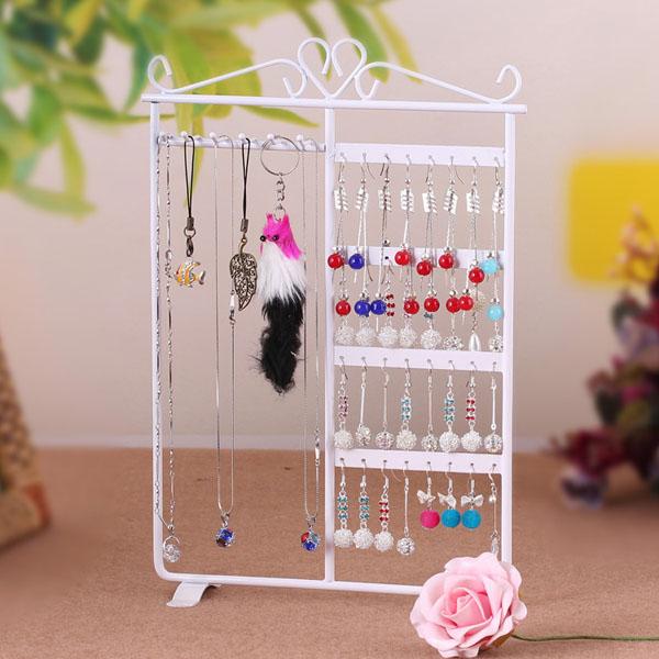 Women Wrought 32 Hole Earrings Jewelry Display wall mounted frame Rack Metal Holder Iron Convenient Jewelry Showcase 3 colours