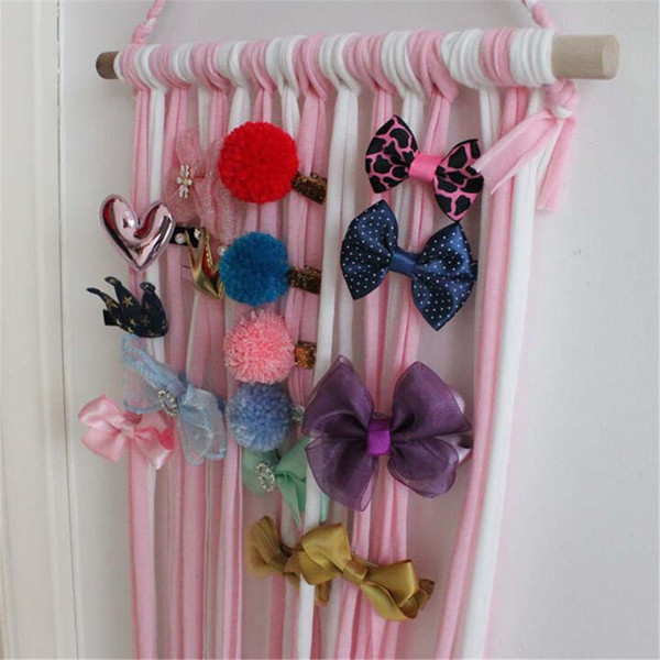 Girls' Hair Bows Storage Organizer Belt Barrette Hairband Kids Rainbow Color Hair Clips Accessories Holder