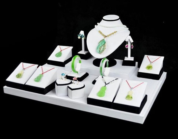 White Black Jewelry Display Pendant Earring Ring Necklace Holder Window Showcase