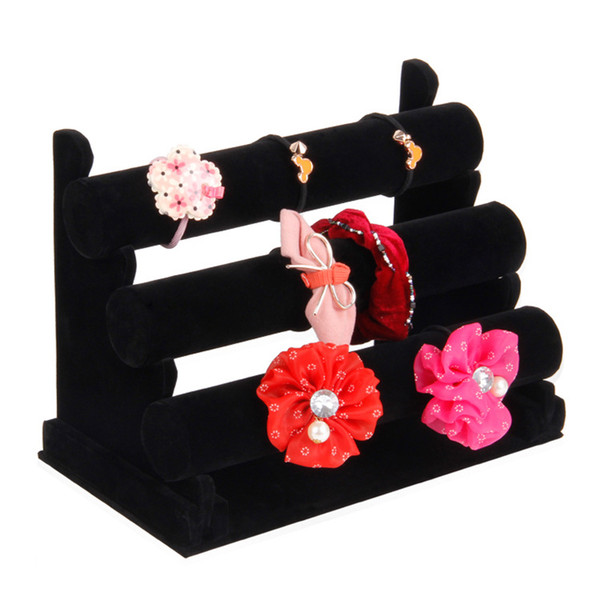 Black Velvet Three Layer Bangle Bracelet Display Stand Jewelry Display Watch Holder Gift Detachable Stand Showcase Display