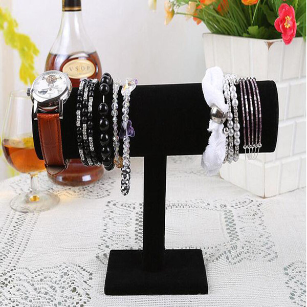 Black Velvet Jewelry Bracelet Necklace Watch Display Stand Holder T-bar Freeshipping Dropshipping