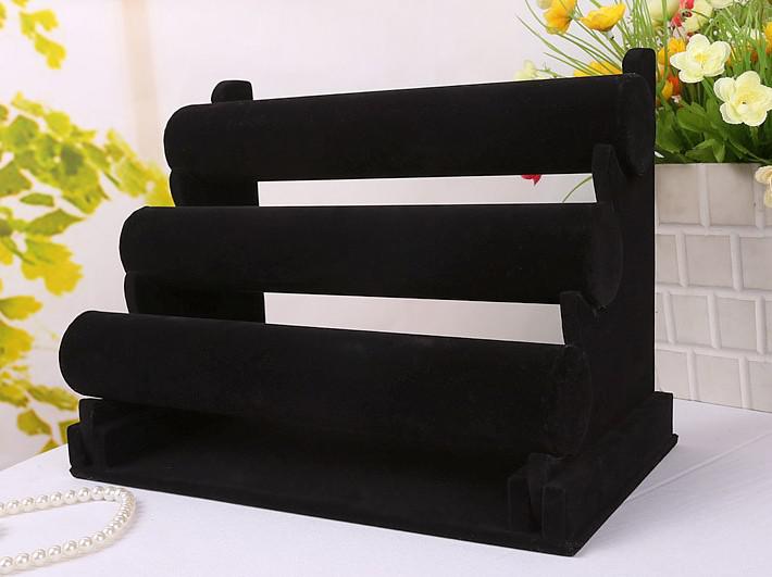 New Jewelry Display Black 3 Layers Velvet Bracelet Watch Display Jewelry Holder Stand Detachable EC1