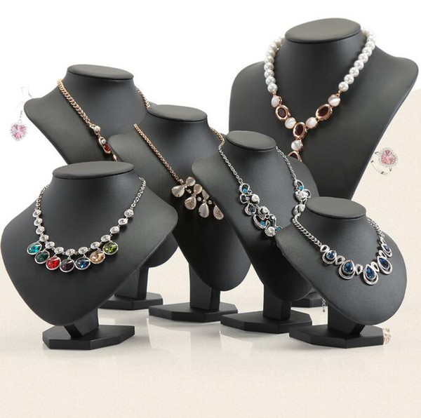 Black Volor Mannequin Shape PU Leather Jewelry Display Stand For Counter Showcase Necklace/Pendant Bust Displays Holder