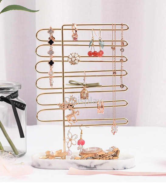 [DDisplay]Creative Storage Jewelry Rack Resin Marble Pattern Jewelry Holder Earrings & Rings Stands Window Display Jewelry Shelf