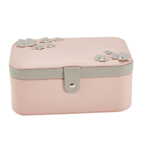 Jewelry Box Multi-Layer Portable Jewelry Storage Box PU Creative Pink