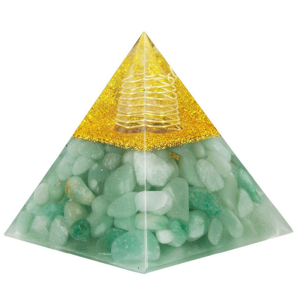 TUMBEELLUWA Green Aventurine Clear Crystal Point Orgone Pyramid,Healing Reiki Meditation Energy Pyramid 60mm