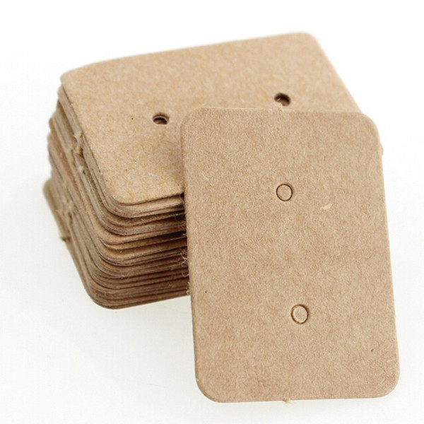 3.3X2.5CM Brown Kraft Paper Earring Card Ear Studs Display Tag Label Jewelry Display Card Kraft Rectangle Earring Tag Cards 100PCS/LOT