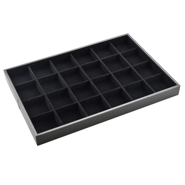 2019 Foreigntyl 24 grid black gray velvet jewelry display stand Show Case size: 35*24*3.5cm