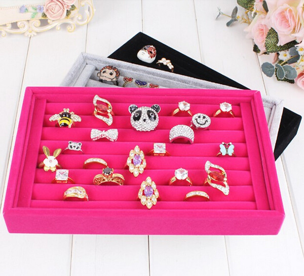 Free shipping 2pcs/lots Jewelry Display Rings Organizer Show Case Holder Box New red Ring Storage Ear Pin Accessories box