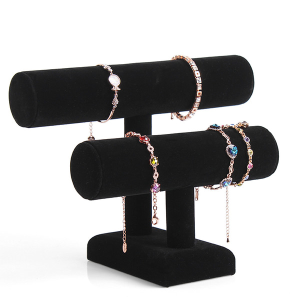 2 Layer Velvet Jewelry Bracelet Necklace Watch Display Stand angle Watch Holder T-bar Multi-style Optional Free shipping