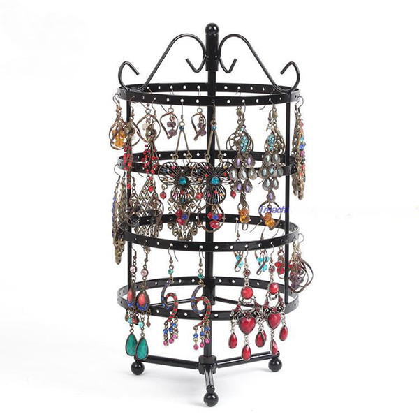 144 Holes Bronze Metal Jewelry Hanger Rotating Stand Earring Display Holder Rack