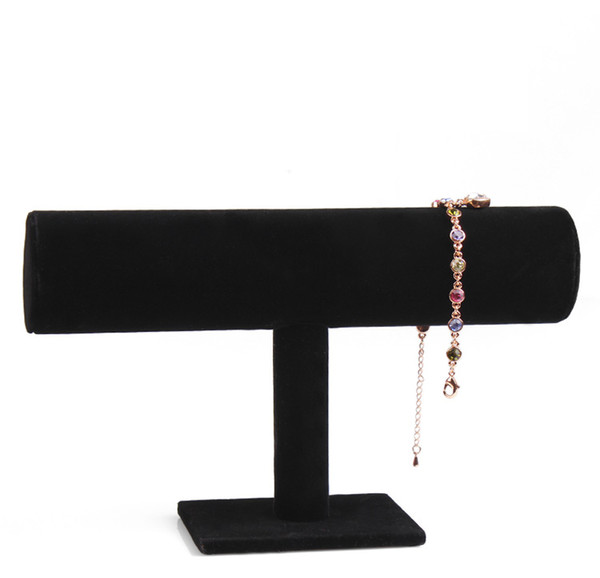 Single Layer Velvet / Leather Hovering T-Bar Bracelet Necklace Jewelry Display Stand for Home Organization 4 Color Select