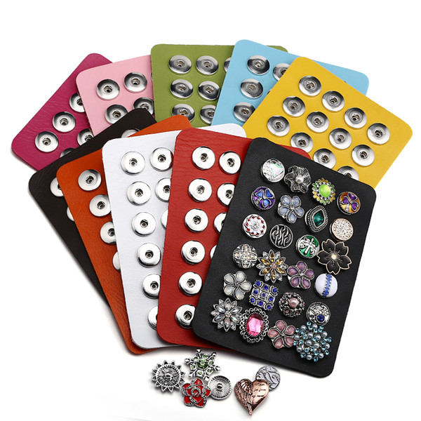 Snap Buttons Display Board Show 10 Colors PU Leather Metal Jewelry fit 18mm Snap Buttons 24 holes Display Fashion Wholesale