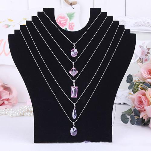 Necklace Bust Jewelry Pendant Chain Display Holder Neck Velvet Stand Easel